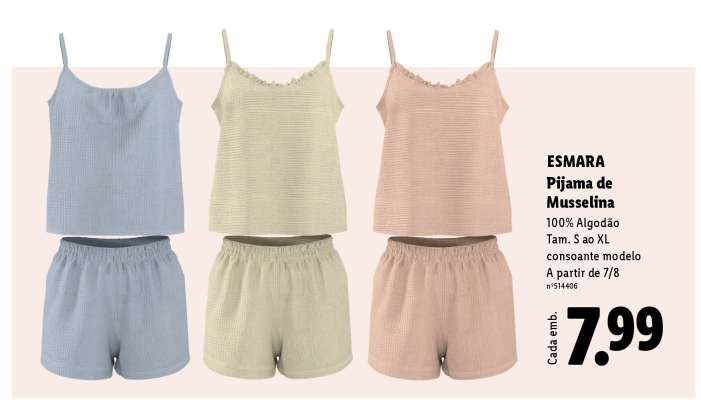 ESMARA Pijama de Musselina