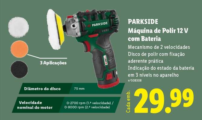 PARKSIDE Máquina de Polir 12 V com Bateria