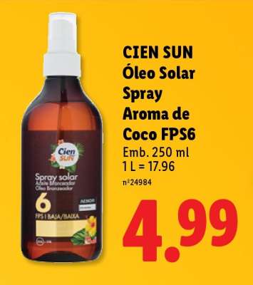 CIEN SUN Óleo Solar Spray Aroma de Coco FPS6