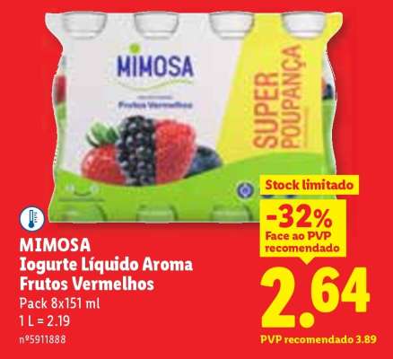 MIMOSA Iogurte Líquido Aroma Frutos Vermelhos