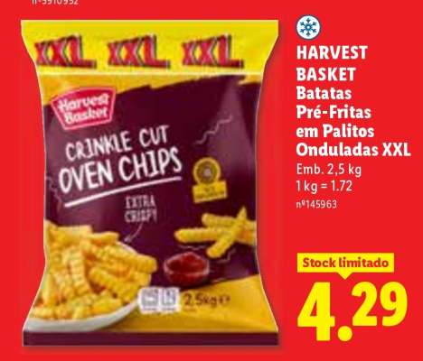 HARVEST BASKET Batatas Pré-Fritas em Palitos Onduladas XXL