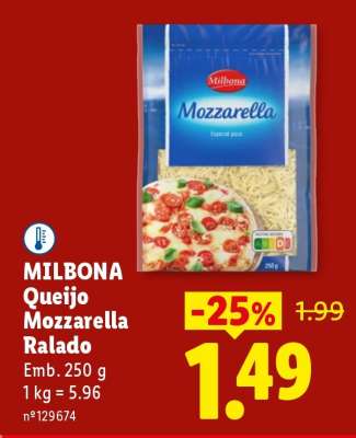 Milbona Queijo Mozzarella Ralado