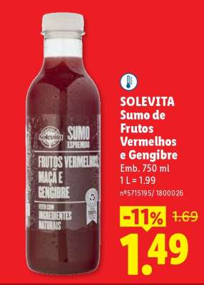 SOLEVITA Sumo de Frutos Vermelhos e Gengibre