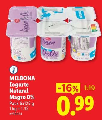 MILBONA Iogurte Natural Magro 0%