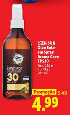 CIEN SUN Óleo Solar em Spray Aroma Coco FPS30