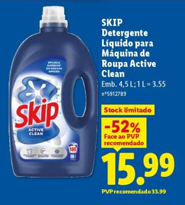 SKIP Detergente Líquido para Máquina de Roupa Active Clean