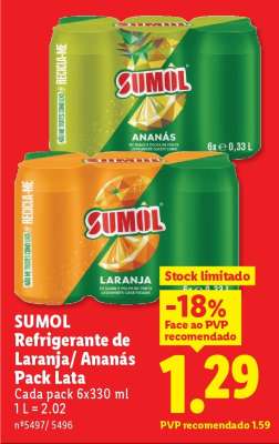 SUMOL Refrigerante de Laranja/Ananás Pack Lata