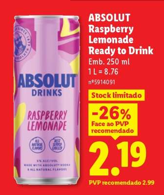 ABSOLUT Raspberry Lemonade Ready to Drink