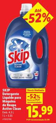 SKIP Detergente Líquido para Máquina de Roupa Active Clean