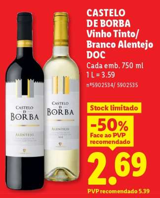 Castelo de Borba Vinho Tinto/Branco Alentejo DOC
