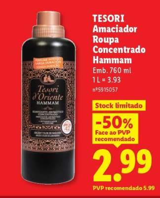 TESORI Amaciador Roupa Concentrado Hammam