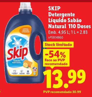 SKIP Detergente Líquido Sabão Natural 110 Doses