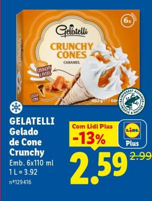 GELATELLI Gelado de Cone Crunchy