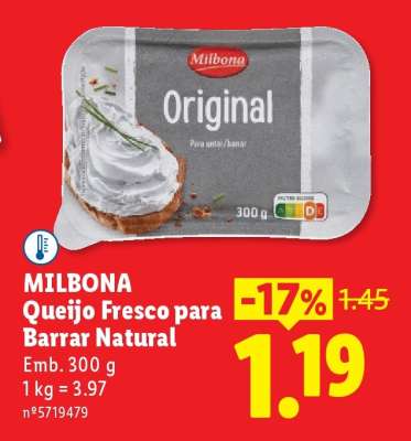 MILBONA Queijo Fresco para Barrar Natural