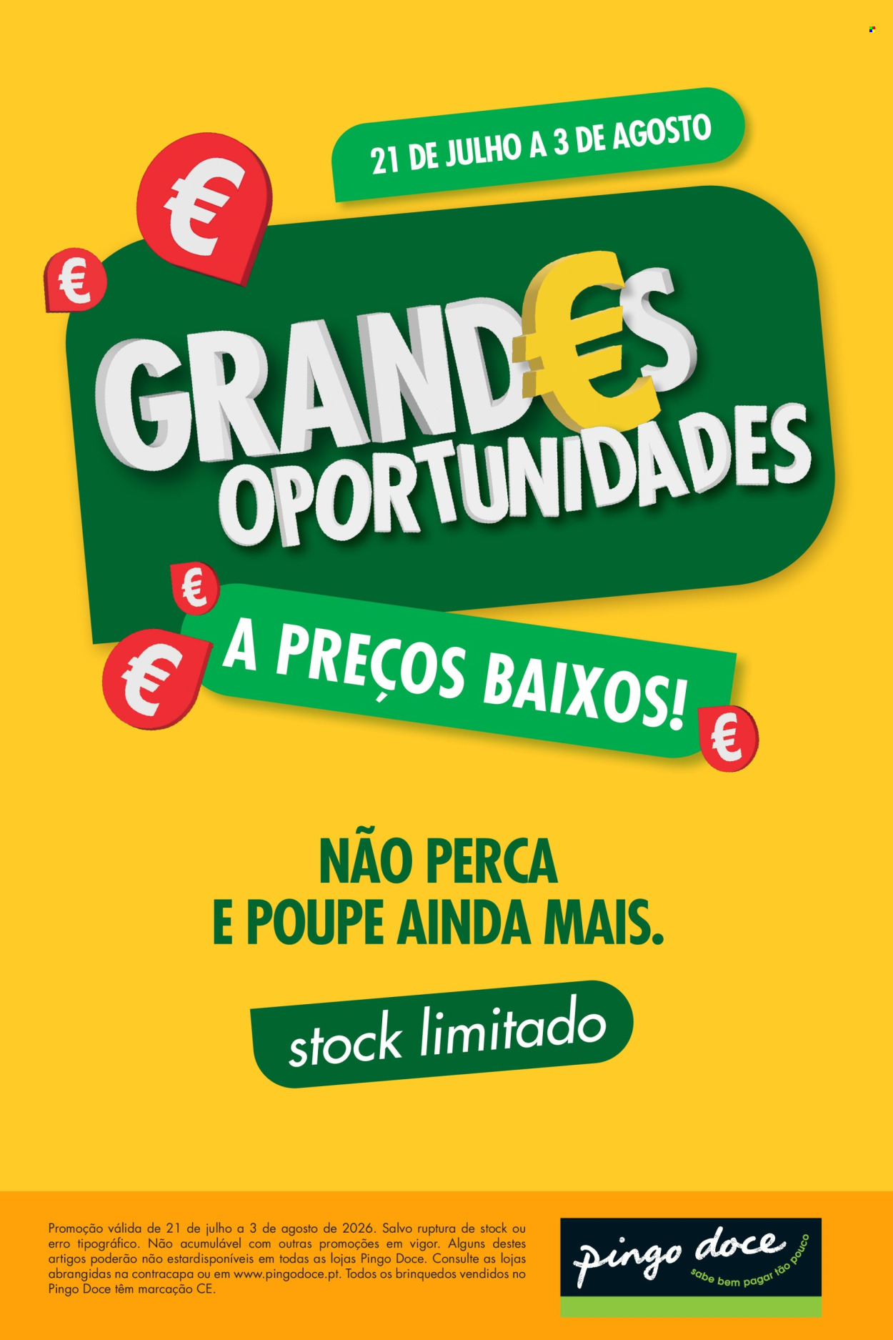Folheto Pingo Doce - 21.7.2026 - 3.8.2026. Página 1