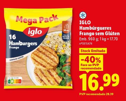 IGLO Hambúrgueres Frango sem Glúten