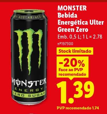 MONSTER Bebida Energética Ulter Green Zero