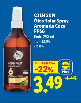 CIEN SUN Óleo Solar Spray Aroma de Coco FPS6