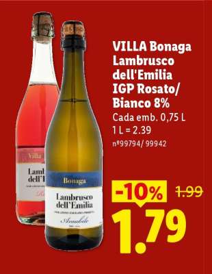VILLA Bonaga Lambrusco dell'Emilia IGP Rosato/Bianco 8%