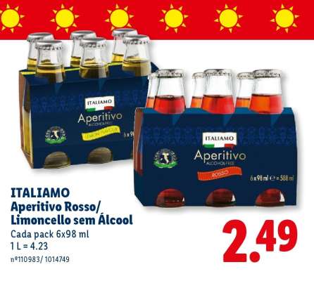 ITALIAMO Aperitivo Rosso/ Limoncello sem Álcool