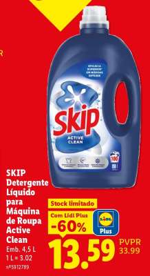SKIP Detergente Líquido para Máquina de Roupa Active Clean