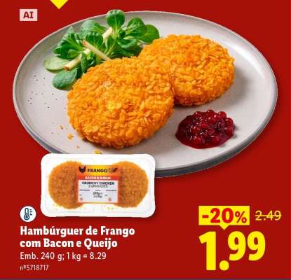 Hambúrguer de Frango com Bacon e Queijo