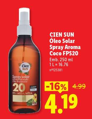 CIEN SUN Óleo Solar Spray Aroma Coco FPS20
