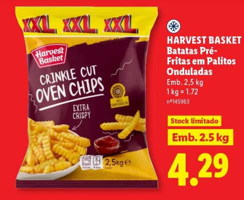 HARVEST BASKET Batatas Pré-Fritas em Palitos Onduladas