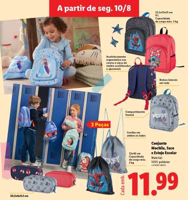 Conjunto Mochila, Saco e Estojo Escolar