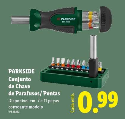 PARKSIDE Conjunto de Chave de Parafusos/ Pontas