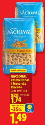NACIONAL Cotovelinhos / Macarrão Riscado
