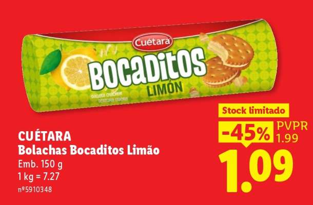 CUÉTARA Bolachas Bocaditos Limão