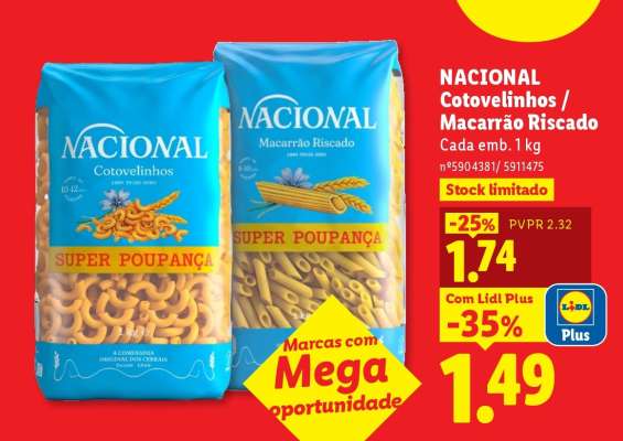 NACIONAL Cotovelinho / Macarrão Riscado
