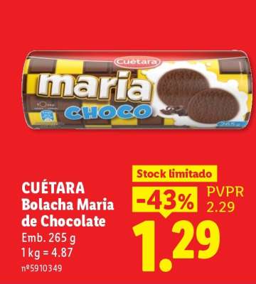 CUÉTARA Bolacha Maria de Chocolate