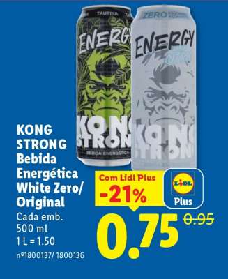 KONG STRONG Bebida Energética White Zero/Original