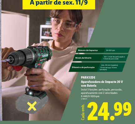 PARKSIDE Aparafusadora de Impacto 20 V sem Bateria
