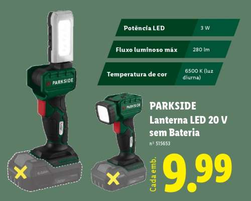 PARKSIDE Lanterna LED 20 V sem Bateria