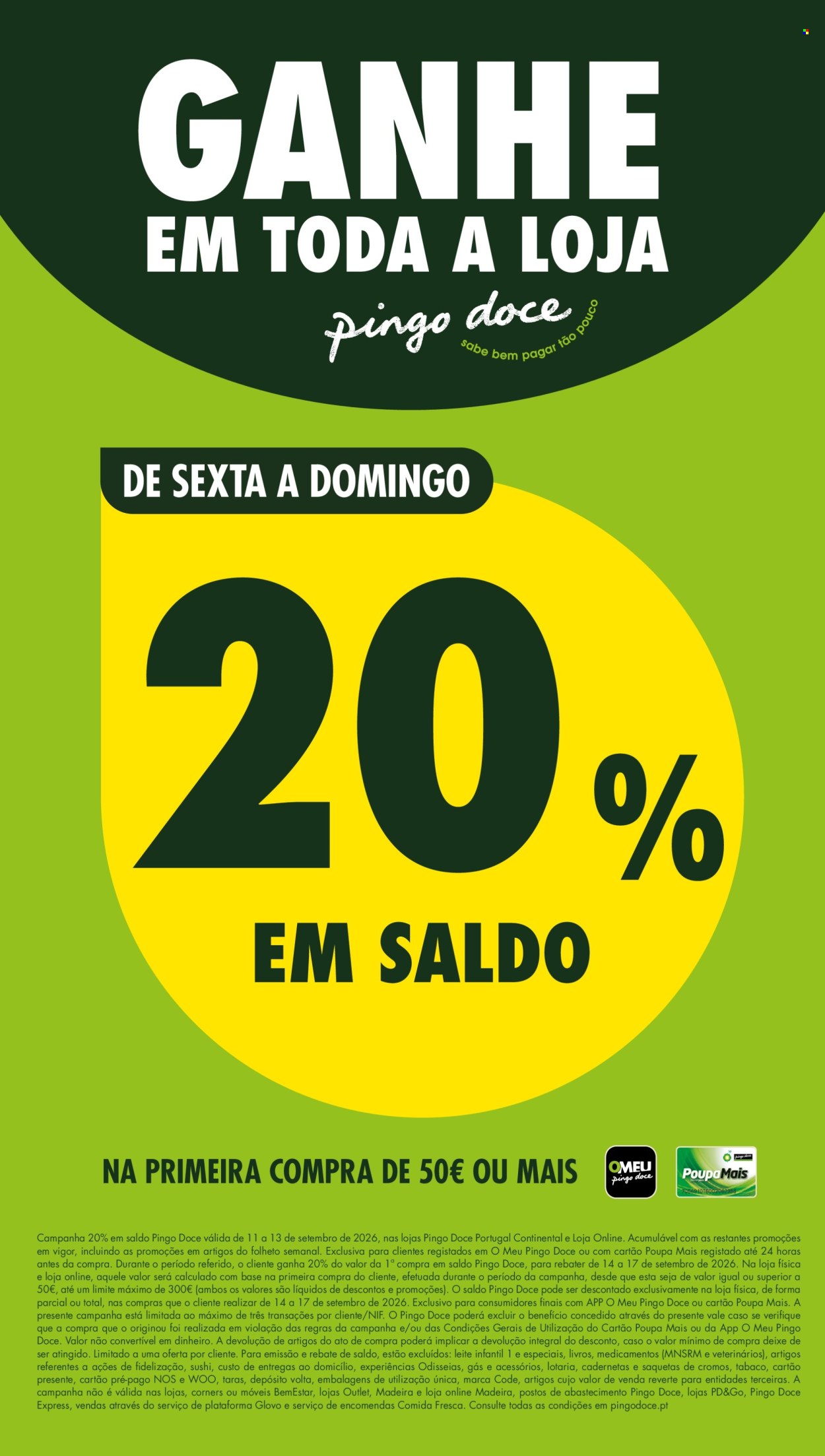 Folheto Pingo Doce - 11.9.2026 - 14.9.2026. Página 1