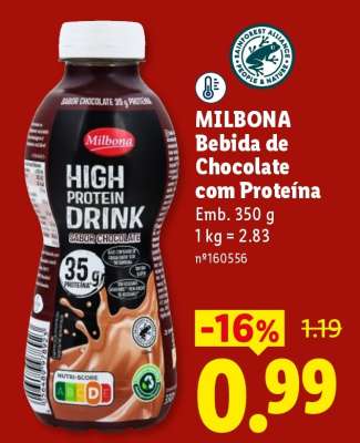 MILBONA Bebida de Chocolate com Proteína