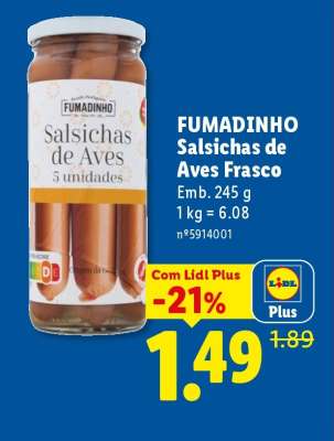 FUMADINHO Salsichas de Aves Frasco
