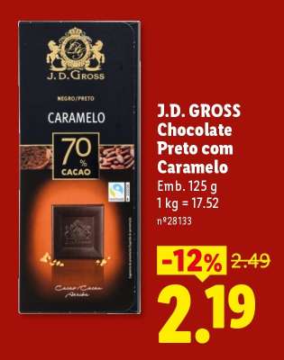 J.D. GROSS Chocolate Preto com Caramelo