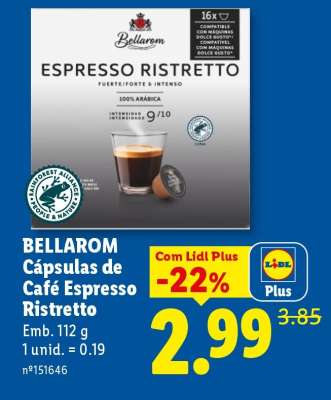 BELLAROM Cápsulas de Café Espresso Ristretto