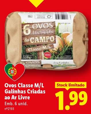 Ovos Classe M/L Galinhas Criadas ao Ar Livre