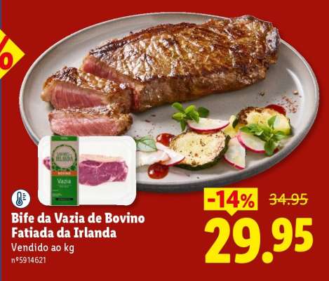 Bife da Vazia de Bovino Fatiada da Irlanda