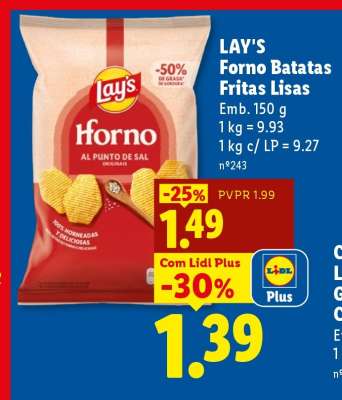 LAY'S Forno Batatas Fritas Lisas
