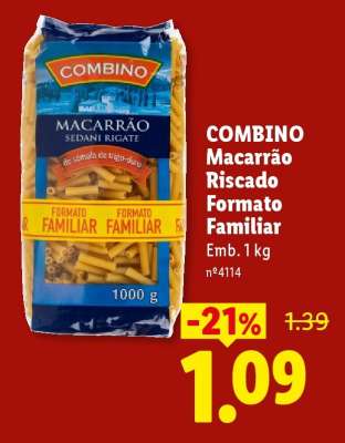 COMBINO Macarrão Riscado Formato Familiar