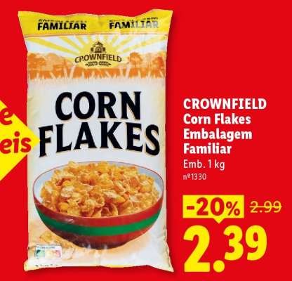 CROWNFIELD Corn Flakes Embalagem Familiar