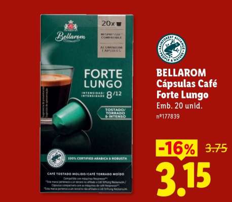 BELLAROM Cápsulas Café Forte Lungo