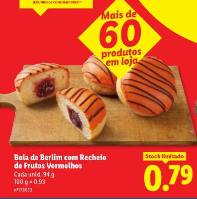 Bola de Berlim com Recheio de Frutos Vermelhos