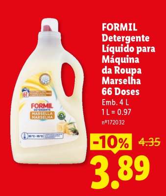 FORMIL Detergente Líquido para Máquina da Roupa Marselha 66 Doses
